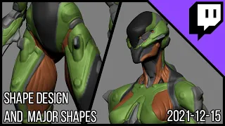 3D Character Sculpting - Marco Plouffe's Twitch Stream of 2021-12-15 - Design and Shapes in Zbrush