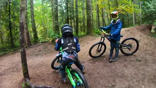 Kids mountain bike jump session ended by bad weather