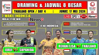 Jadwal & Drawing 8 Besar Thailand Open 2024 Hari Ini ~ JORJI vs THAILAND ~ KOMANG vs CHINA ~ 7 Wakil