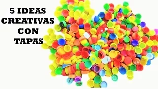 💜💛 MANUALIDADES Con Tapas de Botellas Plasticas / 5 crafts with plastic bottle caps