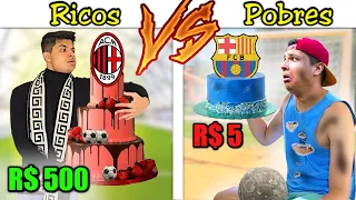 BOLO DE FUTEBOL DE 500 REAIS VS 5 REAIS - RICOS VS POBRES #98 (LOJINHA DE BOLO)