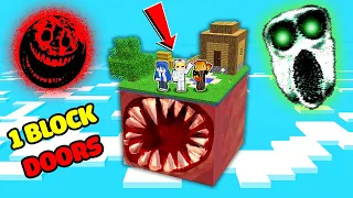 TÔ GÀ THỬ THÁCH 24H SINH TỒN 1 BLOCK 100 CÁNH CỬA KINH DỊ TRONG MINECRAFT*ROBLOX DOORS