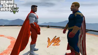 GTA 5 - Omni-Man VS Homelander SUPERHERO BATTLE