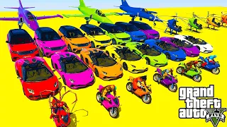 GTA V Mega Ramp Boats, Cars, Motorcycle, Jet With Trevor and Friends Epic Stunt Map Challenge