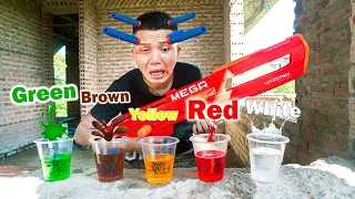 Battle Nerf War: Barista Mix Color Water & Blue Police Nerf Guns Robbers Group ICED TEA BATTLE