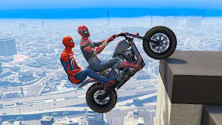 GTA 5 Iron Spiderman Bike Falling off Highest Buildings - Episode 113 (Euphoria Ragdolls)#gta5