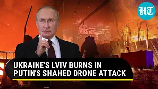Putin's Shahed Drones Decimate Ukrainian Warehouses | Watch Huge Flames Engulf Lviv Skies