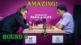 AMAZING WIN!! Magnus Carlsen vs Viswanathan Anand || SuperUnited Rapid 2023 - R6