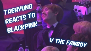 BTS V Reaction to BLACKPINK Playing With Fire and Boombayah