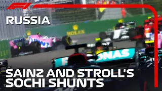 Carlos Sainz & Lance Stroll Both Crash on Lap 1 | 2020 Russian Grand Prix