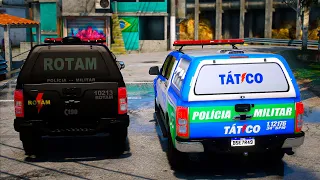 CONFRONTO + ROUBO A BANCO | TÁTICO/ROTAM - PMGO | GTA 5 POLICIAL