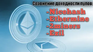 Сравнение доходности на пулах Nicehash, Ethermine, 2miners и Ezil. 33 день сравнения