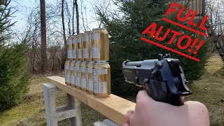 Destroying Cans With Full Auto Umarex Beretta Mod. 92 A1 Air Pistol