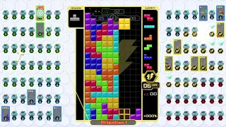 [Tetris 99] i will not go down easily (1 vs 4, 0% vs 100% + 100% + 25% + 75%, 742 lines cleared)