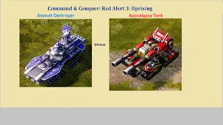 C&C Red Alert 3: assault destroyer vs apocalypse tank