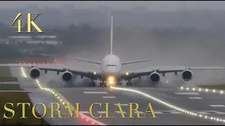 Best Pilots in the World Storm Ciara Crosswind landings and Takeoffs and Go-around  Extreme Weather