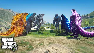 Team Godzilla Vs Team Shin Godzilla Battle ( GTA V Mods )