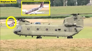 US Army 🇺🇸CH-47 Chinook starting up in front of a plane crash