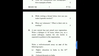 ENGLISH COMMUNICATION SKILLS BEGAE182 ( PREVIOUS YEAR PAPER) 2023-2024