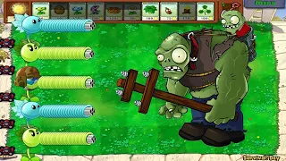 Plants vs Zombies Battlez - Peashooter + Snow Pea + Gatling Pea Fire vs Dr  Zomboss