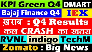 Bajaj Finance Q4🔴 KPI Green Q4🔴 DMART🔴 IEX🔴 Zomato🔴 indigo🔴 RVNL🔴 Tech Mahindra Q4🔴 Dividend🔴 SMKC