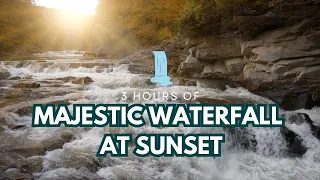 Majestic Waterfall Sounds | Autumn Mood | ASMR |  Better Sleep | Work Background Music | Green Noise