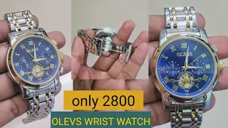 OLEVS choronograph analouge men's luxury watch blue dial. Olevs wrist watch under 3000. men's watch