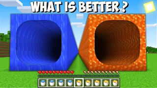 What LAVA vs WATER LONGEST TUNNEL is BETTER in Minecraft? I found THE BIGGEST SECRET TUNNELS!