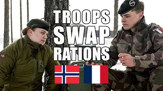 French 🇫🇷 and Norwegian 🇳🇴 soldiers swap meals-ready-to-eat rations 🍽