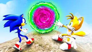 GTA 5 Sonic & Tails Passing Random Portals (Ragdolls/Euphoria Physics)