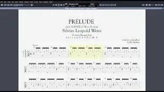 Weiss - Sonate n°34 in D minor - Prelude - Lute tablature
