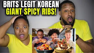 🇬🇧🇰🇷British Highshcoolers try legit Korean bone broth ft. GIANT spicy ribs! (American Couple Reacts)