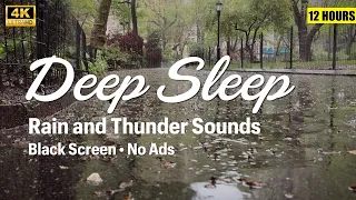 Rain Sounds for Sleeping, Black Screen, No Ads, Light Thunder, 12 Hours of Relaxing Rain Sounds, 4K.