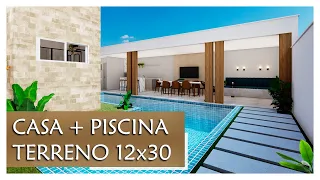 HOME DESIGN - HOUSE WITH POOL - 3 BEDROOMS | TERRAIN 12x30 - 195 m²