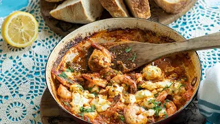 Shrimp Saganaki: Shrimp in a Greek Tomato & Feta Sauce