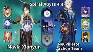 C0 Navia Xianyun & C0 Neuvillette Archon Team - NEW Spiral Abyss 4.4 Floor 12 Genshin Impact