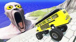 Epic Escape From The Shy Guy (SCP-096) | Monster Truck VS Giant Stairs | Horror BeamNG.Drive |Beamax