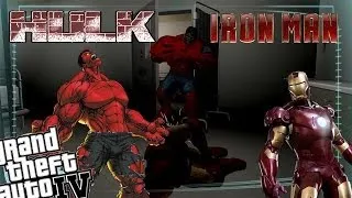 GTA 4 Iron Man Mod + Red Hulk Mod - Iron Man vs Red Hulk Epic Battle!!