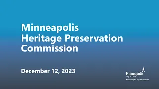 December 12, 2023 Heritage Preservation Commission