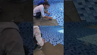 Construction of beautiful swimming pool mosaic tiles