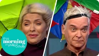 Holly and Phillip Test the Best Umbrellas Against a Giant Wind Machine | This Morning