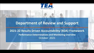 Department of Review and Support 2021-2022 RDA Framework Overview