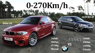 OLD COMPARATIVE!! AUDI RS3 8P 340Hp Vs BMW 1M 340Hp - AWD Vs RWD