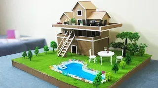 How To Make A Beautiful Mansion House  From Cardboard  -   Dream House  - School Project