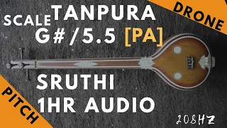 Tanpura Sruthi - Drone - G# Scale or 5.5 Kattai - Pa (Panchamam/ Pancham) - 208Hz