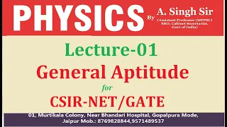 Lecture-01 General Aptitude for CSIR-NET | GATE