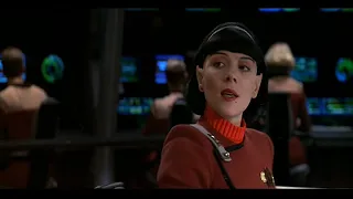 Lieutenant Valeris Pilots The USS Enterprise Out of Space Dock