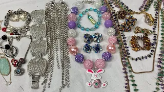 16 lbs Shop Goodwill Jewelry Unboxing! Mystery Jewelry Haul. Vintage Rhinestones and a cute Bunny!
