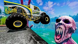 Escape From The Shy Guy SCP 096 Monster Truck VS Giant Pit Car Ride Chase #4 BeamNG