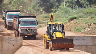 JCB 3dx Backhoe Making New Farm with Tata 2518 Ex Truck and Tata Tipper Truck